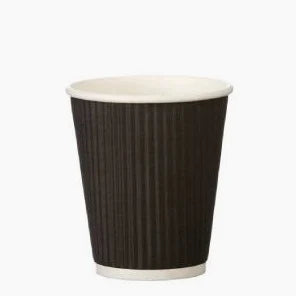 8 Oz Black Ripple Paper Cups 1 x 500